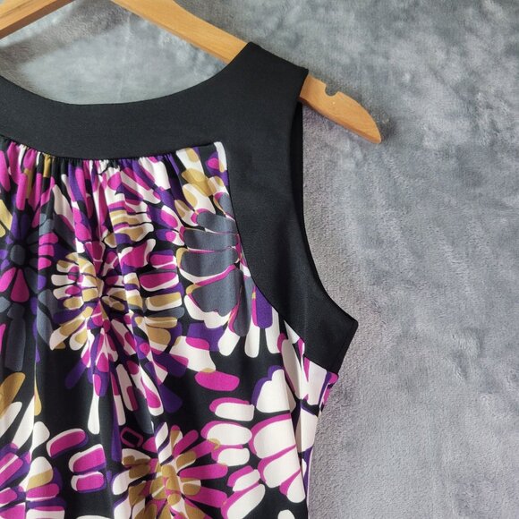 XOXO Juniors Womens Sleeveless Floral Dress‎ S Black Purple Made in USA Retro - Picture 3 of 7